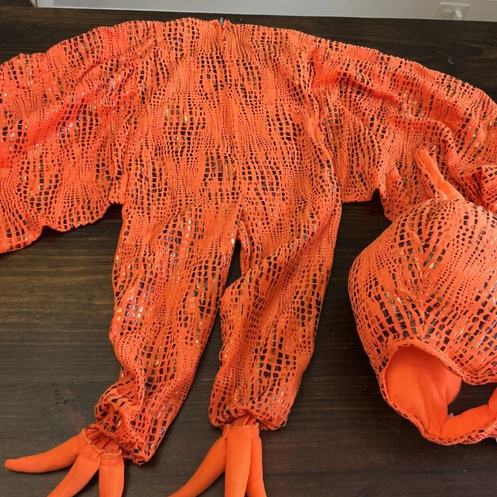 Pottery Barn Kids Light Up Pterodactyl Costume Orange Dinosaur 4-6y WORKS